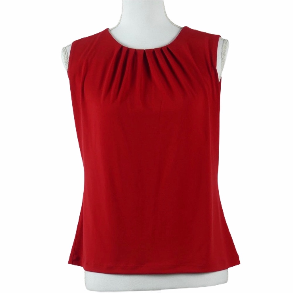 Calvin Klein Red Blouse Keyhole Back